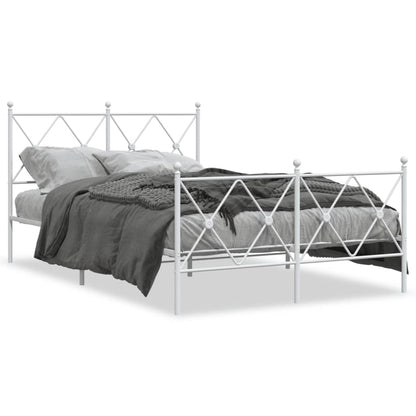 White Metal Bed Frame with Footboard - 120x200cm, No Mattress