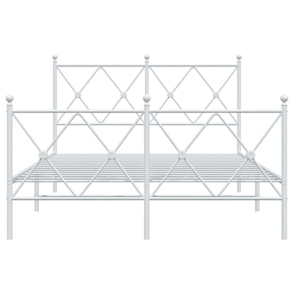 White Metal Bed Frame with Footboard - 120x200cm, No Mattress