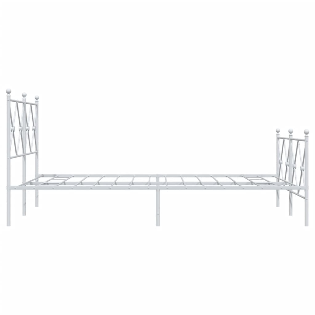 White Metal Bed Frame with Footboard - 120x200cm, No Mattress