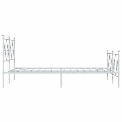 White Metal Bed Frame with Footboard - 120x200cm, No Mattress