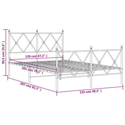 White Metal Bed Frame with Footboard - 120x200cm, No Mattress