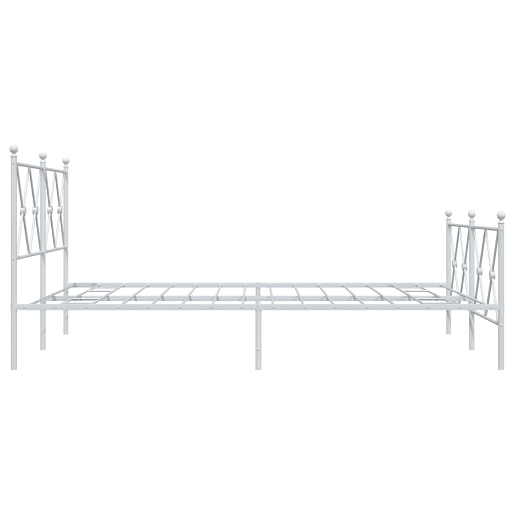 White Metal Bed Frame with Footboard - 137x190cm, No Mattress