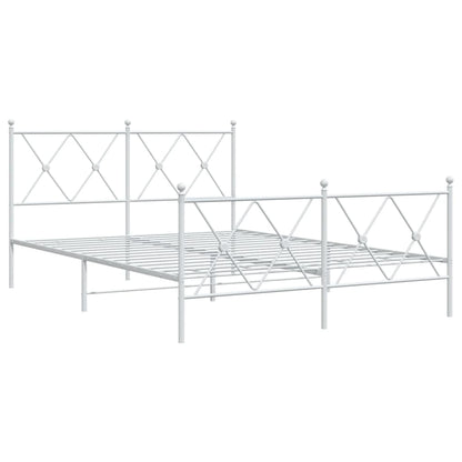 White Metal Bed Frame with Footboard, 140x190cm (No Mattress)