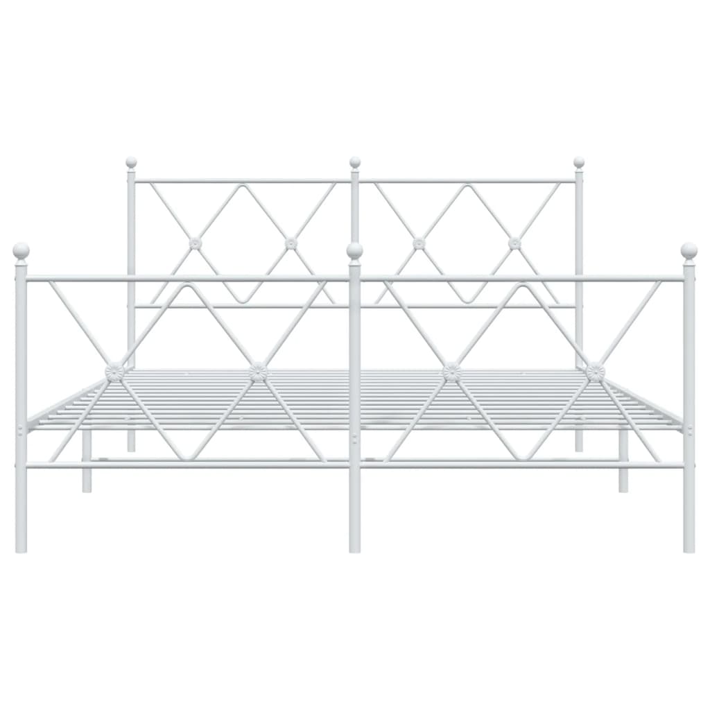White Metal Bed Frame with Footboard, 140x190cm (No Mattress)