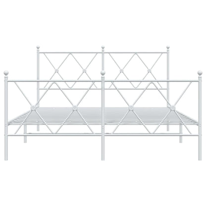 White Metal Bed Frame with Footboard, 140x190cm (No Mattress)