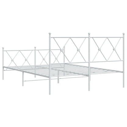 White Metal Bed Frame with Footboard, 140x190cm (No Mattress)