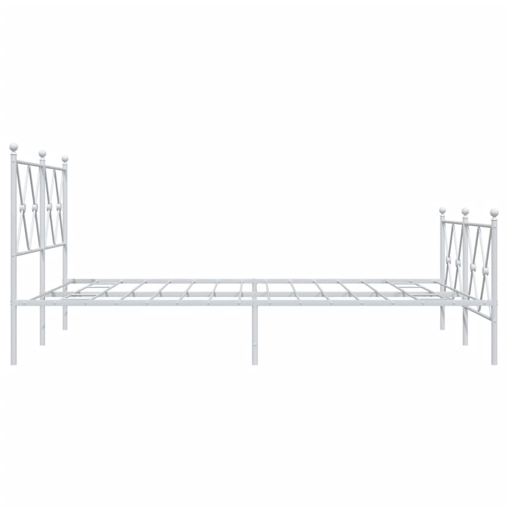 White Metal Bed Frame with Footboard, 140x200cm, No Mattress Included