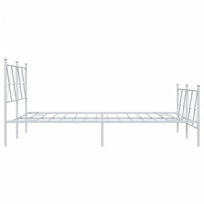 White Metal Bed Frame with Footboard, 140x200cm, No Mattress Included