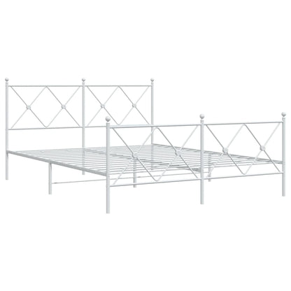 White Metal Bed Frame with Footboard, 150x200cm - No Mattress