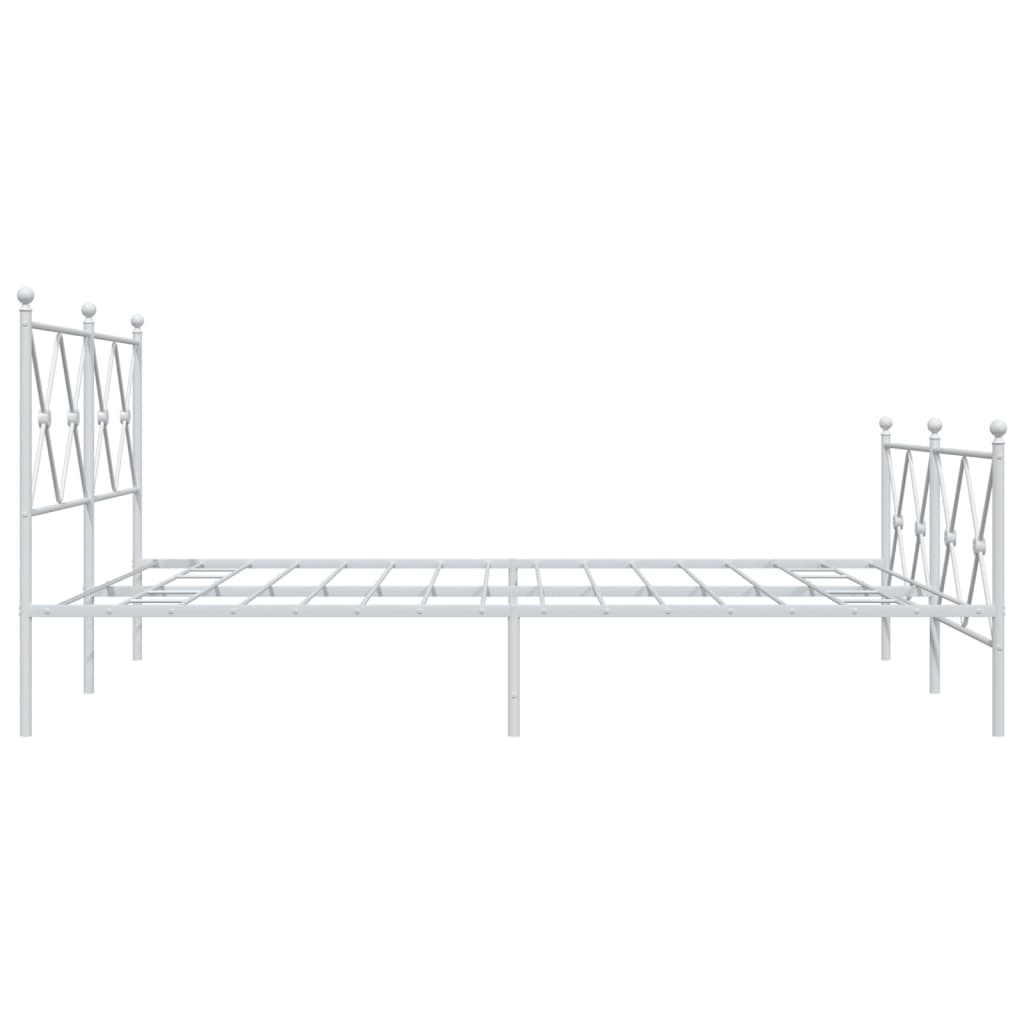 White Metal Bed Frame with Footboard 160x200cm - No Mattress Included