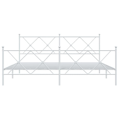 White Metal Bed Frame with Footboard, 180x200cm, No Mattress