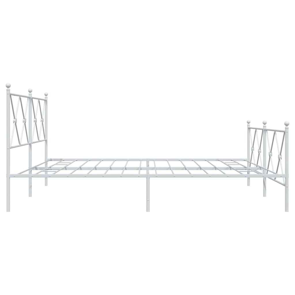 White Metal Bed Frame with Footboard, 180x200cm, No Mattress