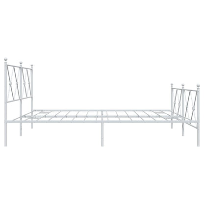 White Metal Bed Frame with Footboard, 180x200cm, No Mattress