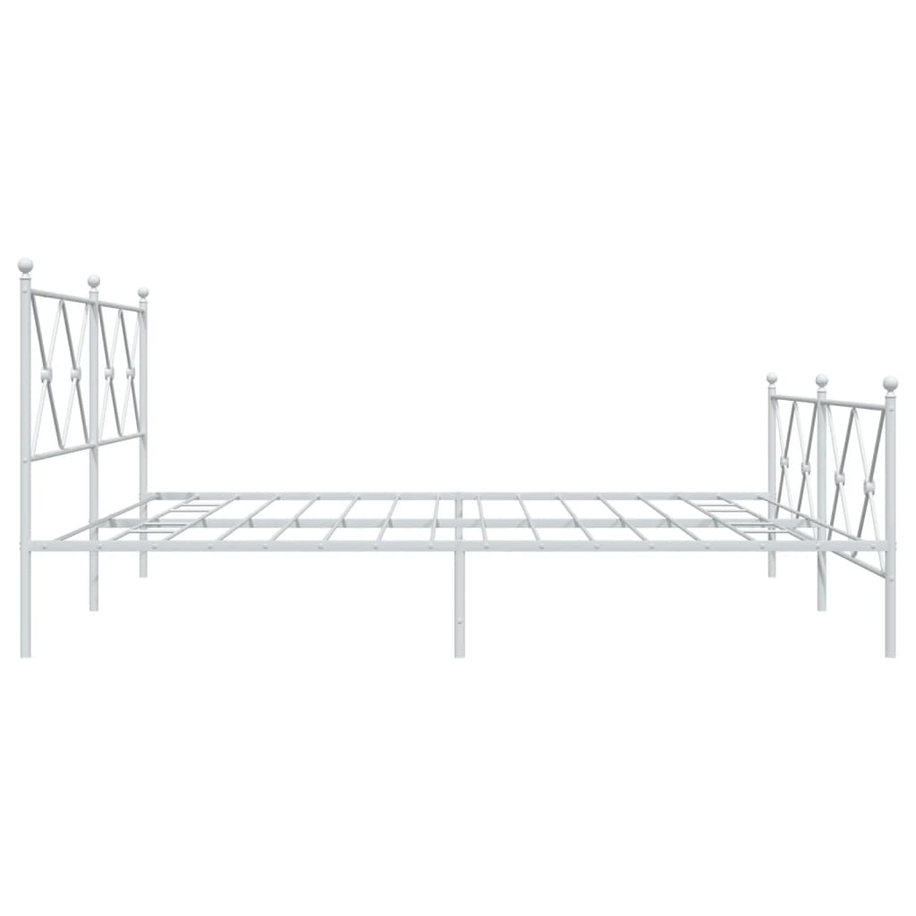 White Metal Bed Frame with Footboard - 183x213cm, Sturdy Design