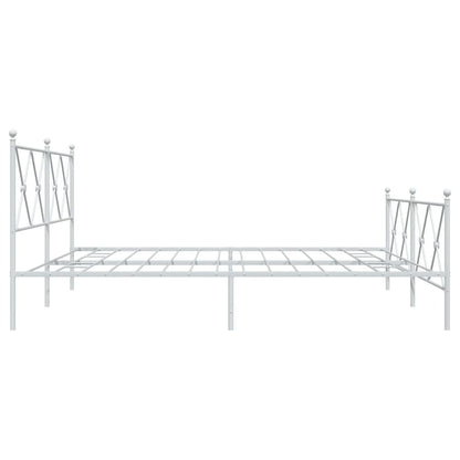 White Metal Bed Frame with Footboard - 183x213cm, Sturdy Design