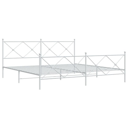 Metal Bed Frame without Mattress with Footboard White 200x200cm