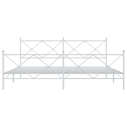 Metal Bed Frame without Mattress with Footboard White 200x200cm
