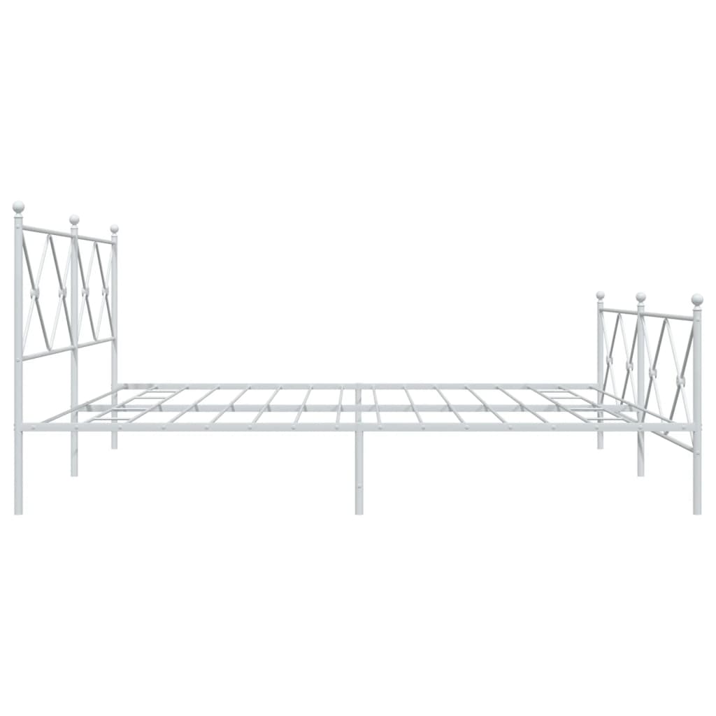 Metal Bed Frame without Mattress with Footboard White 200x200cm