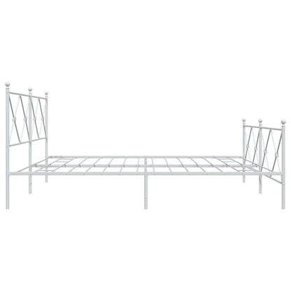 Metal Bed Frame without Mattress with Footboard White 200x200cm