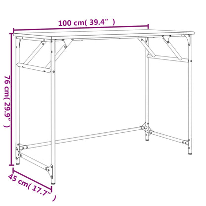Black Engineered Wood & Steel Desk - 100x45x76 cm