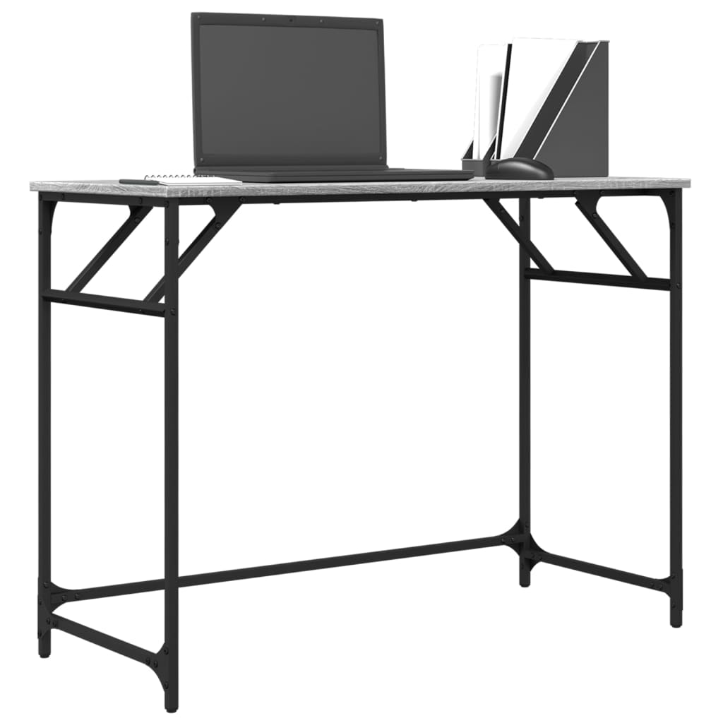 Grey Sonoma Desk, Engineered Wood & Steel, 100x45x76 cm