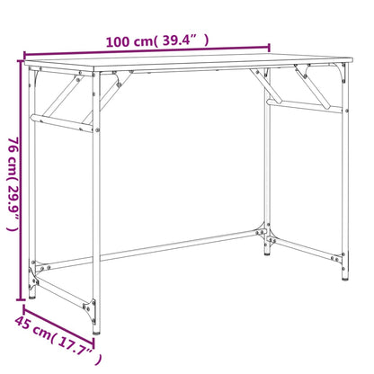 Grey Sonoma Desk, Engineered Wood & Steel, 100x45x76 cm