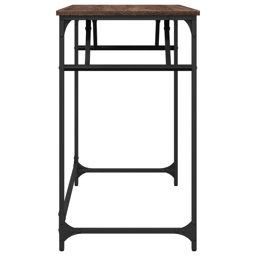 Brown Oak Desk - 100x45x76 cm - Engineered Wood & Steel