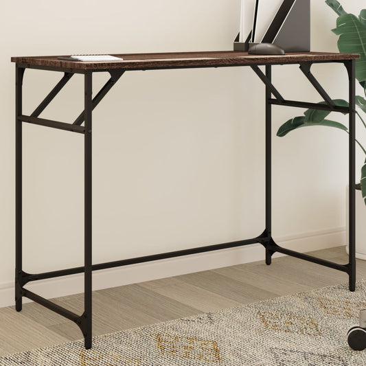 Brown Oak Desk - 100x45x76 cm - Engineered Wood & Steel