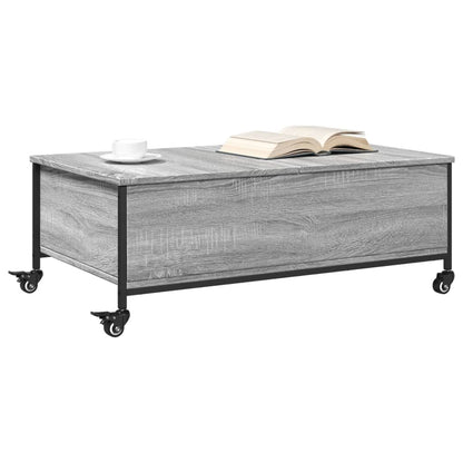 Coffee Table with Wheels Grey Sonoma 91x55x34 cm Engineered Wood