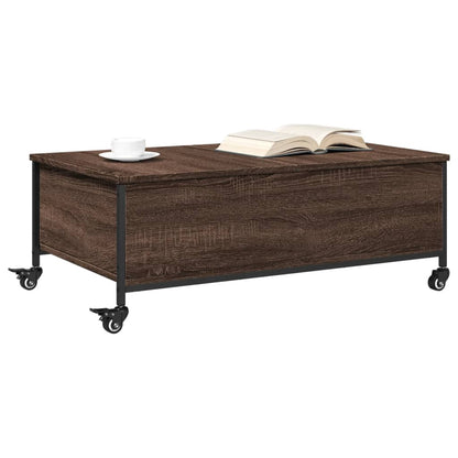 Coffee Table with Wheels Brown Oak 91x55x34 cm Engineered Wood