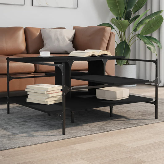 Coffee Table Black 100x100x48.5 cm Engineered Wood