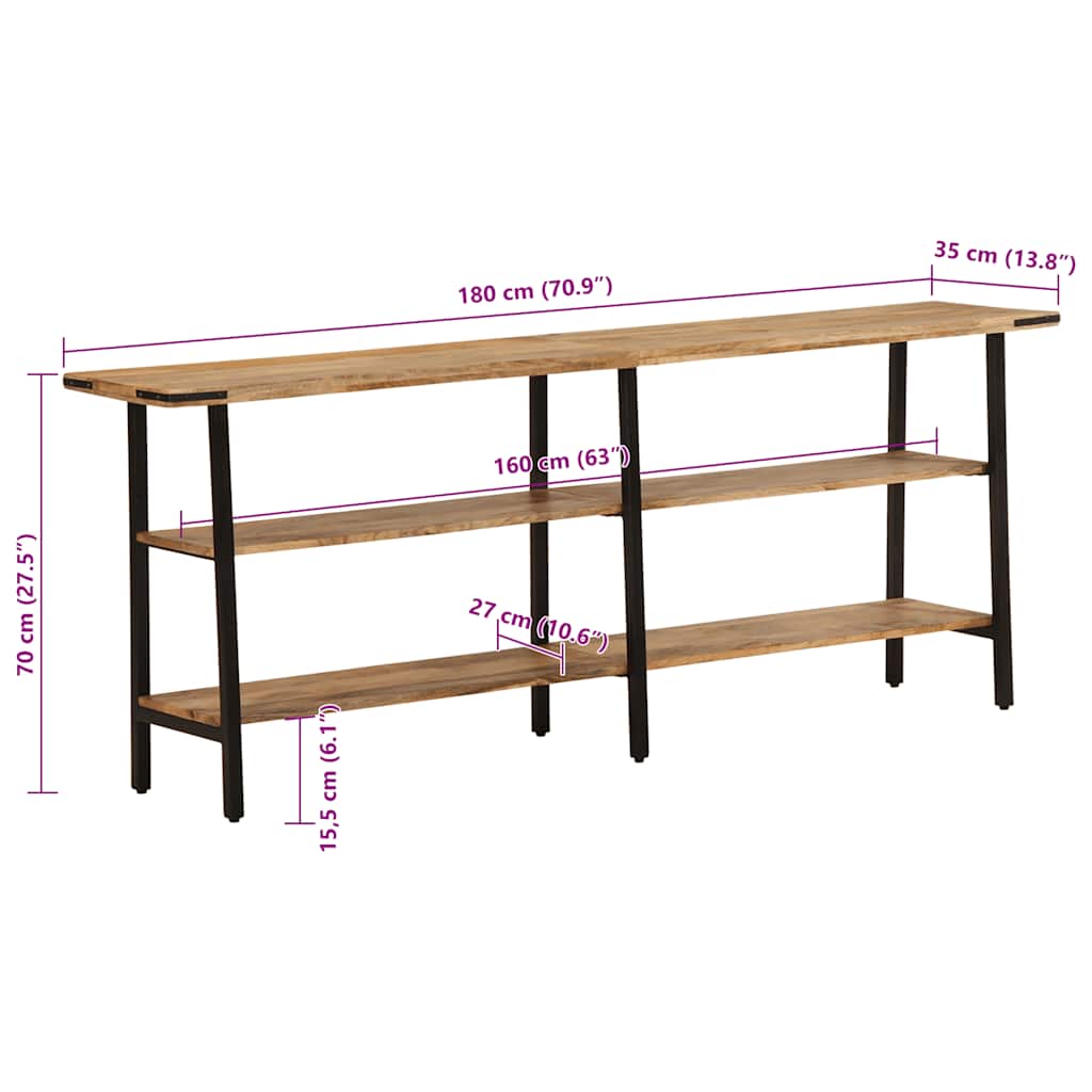 Console Table 180x35x70 cm Solid Wood Mango