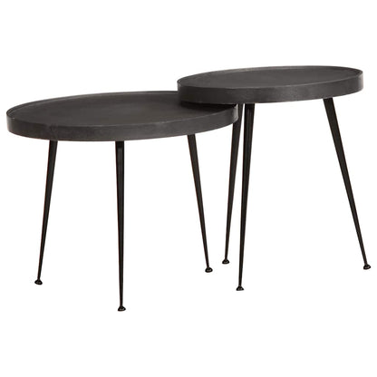Coffee Table 2 pcs Black Engineered Wood