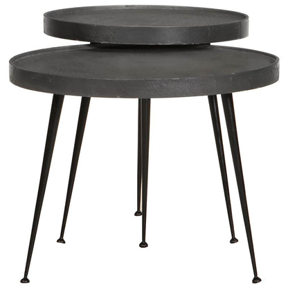 Coffee Table 2 pcs Black Engineered Wood