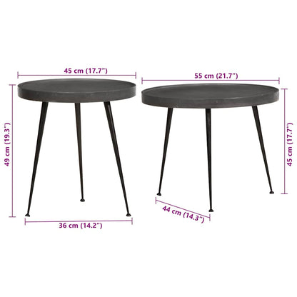 Coffee Table 2 pcs Black Engineered Wood