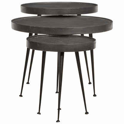 Coffee Table 3 pcs Black Engineered Wood