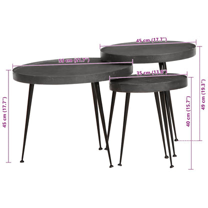 Coffee Table 3 pcs Black Engineered Wood