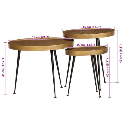 Coffee Table 3 pcs Golden Engineered Wood