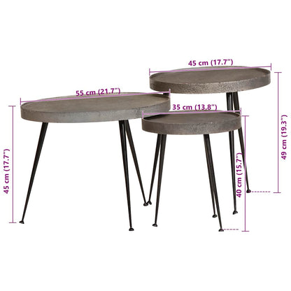 Coffee Table 3 pcs Silver Engineered Wood
