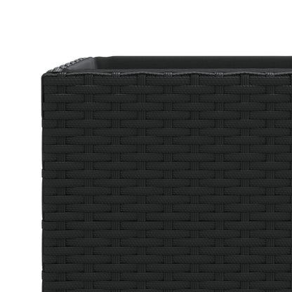 3-Piece Black Poly Rattan Garden Planters Set