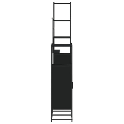 4 Piece Bathroom Cabinet Set Black Engineered Wood