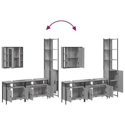 4 Piece Bathroom Cabinet Set Grey Sonoma Engineered Wood