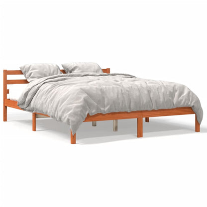 Wax Brown Solid Pine Wood Bed Frame 200x200 cm (No Mattress)