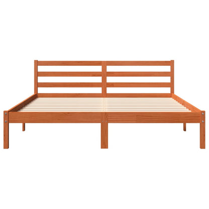 Wax Brown Solid Pine Wood Bed Frame 200x200 cm (No Mattress)