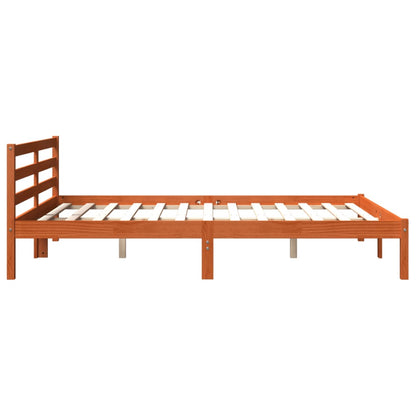 Wax Brown Solid Pine Wood Bed Frame 200x200 cm (No Mattress)