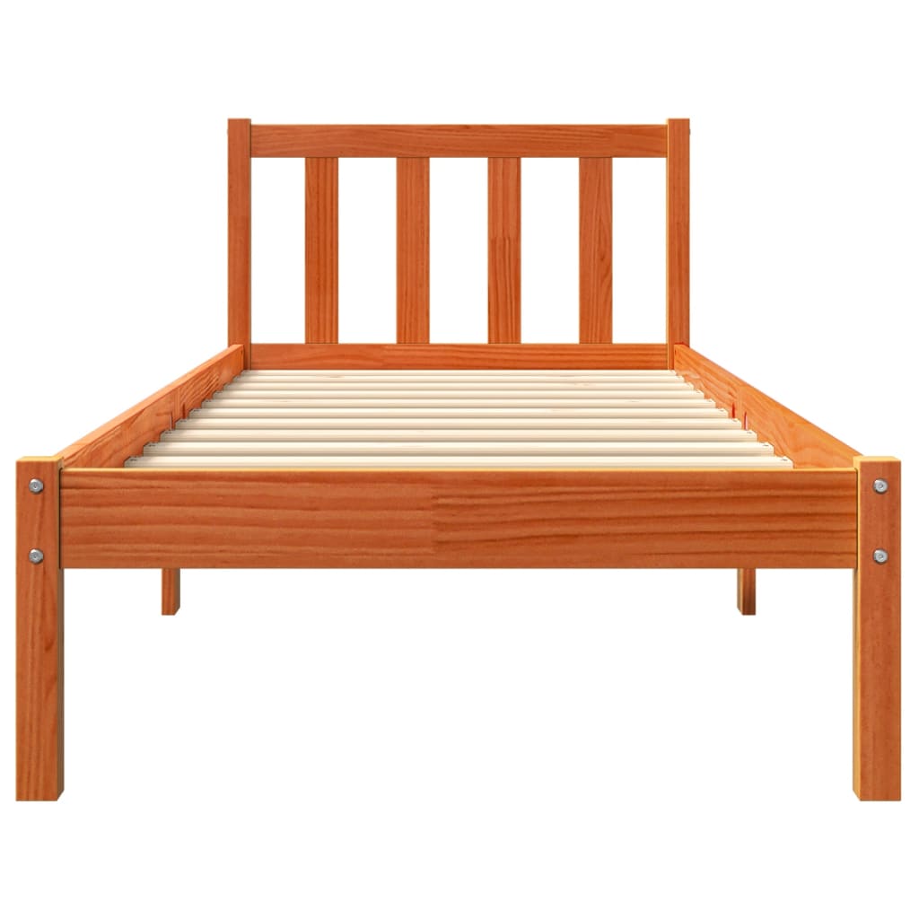 Wax Brown Solid Pine Wood Bed Frame 75x190 cm - Small Single