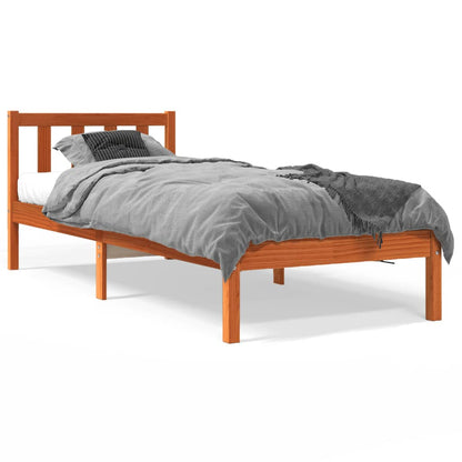 Solid Pine Bed Frame, Wax Brown - 90x190 cm, Single Size