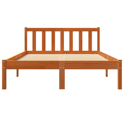 Solid Pine Bed Frame 140x190 cm Wax Brown Finish (No Mattress)