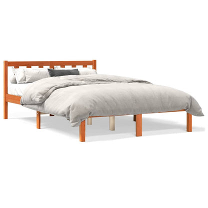 Solid Pine Bed Frame, Wax Brown 140x200 cm - No Mattress