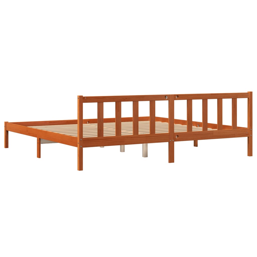 Solid Pine Bed Frame, Wax Brown, Super King 180x200 cm